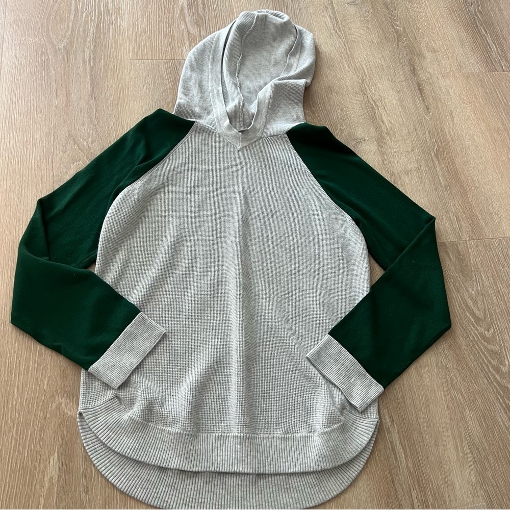 Evolution by Cyrus sweatshirt hoodie size medium gray green waffle